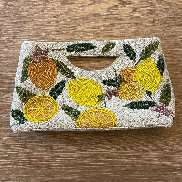 America & Beyond Handbags - America & Beyond Lemon Beaded Clutch